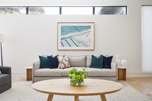 Living room interior decoration, custom designed furniture and accessories designed by ACP Studio Interior Design in Coogee, Sydney.