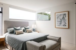 Bedroom interior decoration, custom bed and bedside tables designed by ACP Studio Interior Design in Coogee, Sydney.